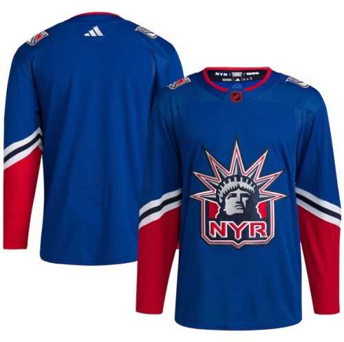 Mens New York Rangers Blank Blue 2022-23 Reverse Retro Stitched Jersey->new york rangers->NHL Jersey